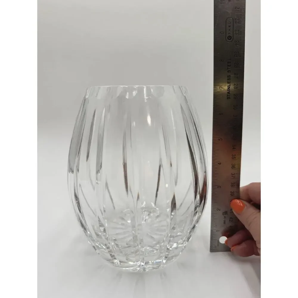 Lead Crystal Vertical Vase 7.5” By 6” With 4” Heavy vintage